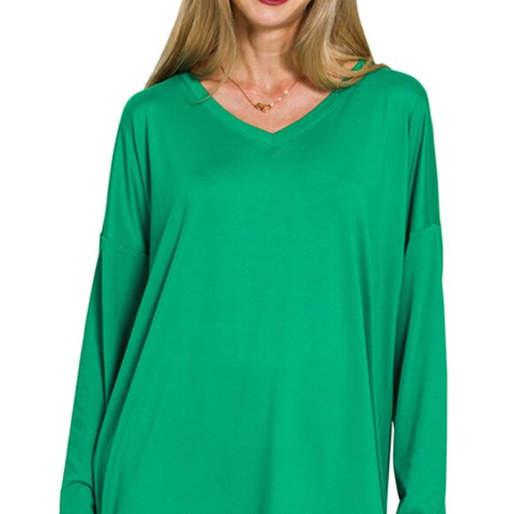 V‑Neck Long‑Sleeve Loungewear Leggings Set – Buttery Soft Brushed DTY Microfiber - Picture 4 of 7